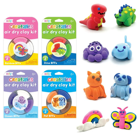 Ooly Creatibles, 16 Colors Air Dry Clay Expansion Set for Kids Crafts, Modeling Clay in 16 Colors, 4 Tubs, Airdry DIY Art Expansion Set Summer Crafts for Kids Ages 6 and Up Ooly