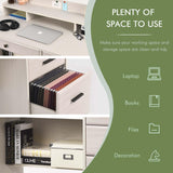 Catrimown Computer Desk with Drawers and Hutch, Farmhouse Home Office Desk Writing Table Wood Executive Desk Student Desk with File Drawer for Bedroom, Small Space, Milky White Catrimown
