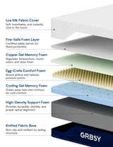 Grbsy Firm King Size Mattress, 14 Inch Cooling Gel Memory Foam Mattress, Back Pain Relief, Cooling Ice Silk Cover, Bed Mattress in Box, CertiPUR-US Certified Grbsy