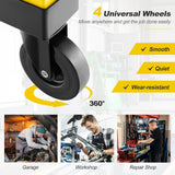 Goplus Mechanic Stool with Wheels, 360 Degree Swivel Rolling Garage Stool with 22.5”-27.5” Height Adjustment, Padded Seat, 330 LBS Capacity, Tool Tray, Heavy Duty Creeper Seat, Shop Stool for Workshop Goplus