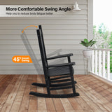 VINGLI Outdoor Child’s Rocking Chair, All Weather Wooden Rocking Chair with High Backrest, Patio Rocker for Garden, Yard, Balcony, Wooden Rocker for 3-9 Years Old, Black VINGLI