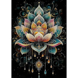 SENQAO Diamond Art Kits for Adults - Mandala Lotus Flower Diamond Painting Kits DIY 5D Full Drill Diamond Dots Paintings with Diamonds Gem Art and Crafts for Home Decor 12x16 Inch SENQAO