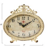 Creative Co-Op Distressed Pewter Mantel Clock, Cream Creative Co-Op