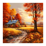FHBUBPUP Autumn Landscape Diamond Painting Kits for Adults, Fall Diamond Art Kits for Beginners, 5D DIY Full Drill Round Gem Art, Paint with Diamond Beads Craft Home Wall Decor 12x12 inch FHBUBPUP