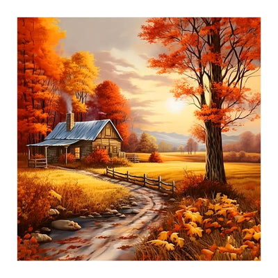 FHBUBPUP Autumn Landscape Diamond Painting Kits for Adults, Fall Diamond Art Kits for Beginners, 5D DIY Full Drill Round Gem Art, Paint with Diamond Beads Craft Home Wall Decor 12x12 inch
