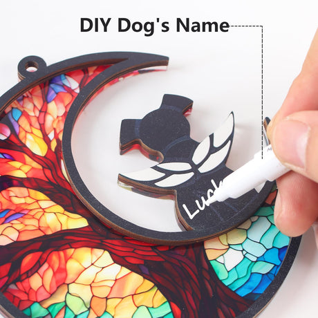 CCiaga DIY Dog Angel Memorial Suncatcher with Sympathy Card,Memorial Gifts for Loss of Dog Sympathy Gift,Pet Memorial Gifts for Dogs(3-Life Tree) CCiaga