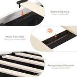 HIFIT Full LED Bed Frame with Charging Station and 4 Storage Drawers, Velvet Upholstered Platform Bed with Handcrafted Crystal Button Wingback Headboard, Metal Frame with No Box Spring Needed, Beige HIFIT