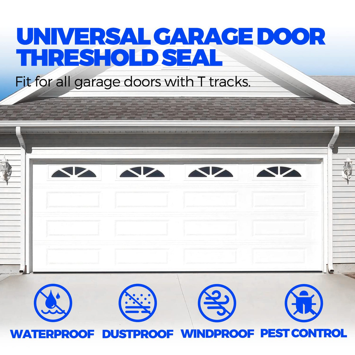 Holikme Garage Door Seals Bottom Rubber,Flexible Garage Door Seal, Garage Door Weather Stripping Kit Seal Strip Replacement, 5/16 Inch T-End, 4 1/8 Inch Width (22Ft, Black) Holikme