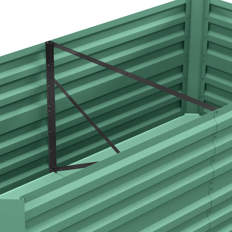 Outsunny Galvanized Raised Garden Bed Kit with Reinforcing Bars, Large and Tall Metal Planter Box for Vegetables, Flowers and Herbs, 6' x 3' x 2', Light Green Outsunny