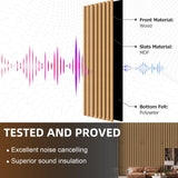 Wood Acoustic Panels Pack of 4, Soundproof Paneling for Interior 47.24”L*12.6”W, Decorative Slat Wall Panels for Noise Reduction, Paper Veneer Brown mondaria