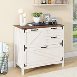 Lateral File Cabinet with 4 Drawers Farmhouse File Cabinet for Letter/Legal/A4 Size Hanging Files, Large Wood File Storage Cabinets Printer Stand for Home Office Cabinet, Rustic White Halitaa