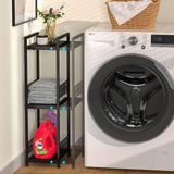 DAOUTIME 3-Tier Metal Shelving Unit, Expandable, Free-Standing, Narrow, Open Floor Shelves, Ideal for Bathroom, Kitchen, Laundry, Storage, Organization DAOUTIME