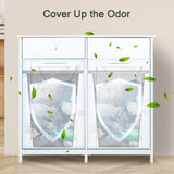 Clevich Double Tilt Out Trash Cabinet 20 Gal, Kitchen Wooden Recycling Cabinet, Hidden Trash Can Holder w/Drawers & Tabletop, Dog-Proof Trash Bin Cabinet, Trash Bins NOT Included(White) Clevich