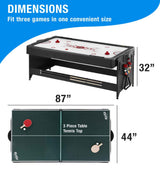 Fat Cat Original 3-in-1 Green 7' Pockey Multi-Game Table - Air Hockey, Billiards and Table Tennis - Blue Fat Cat