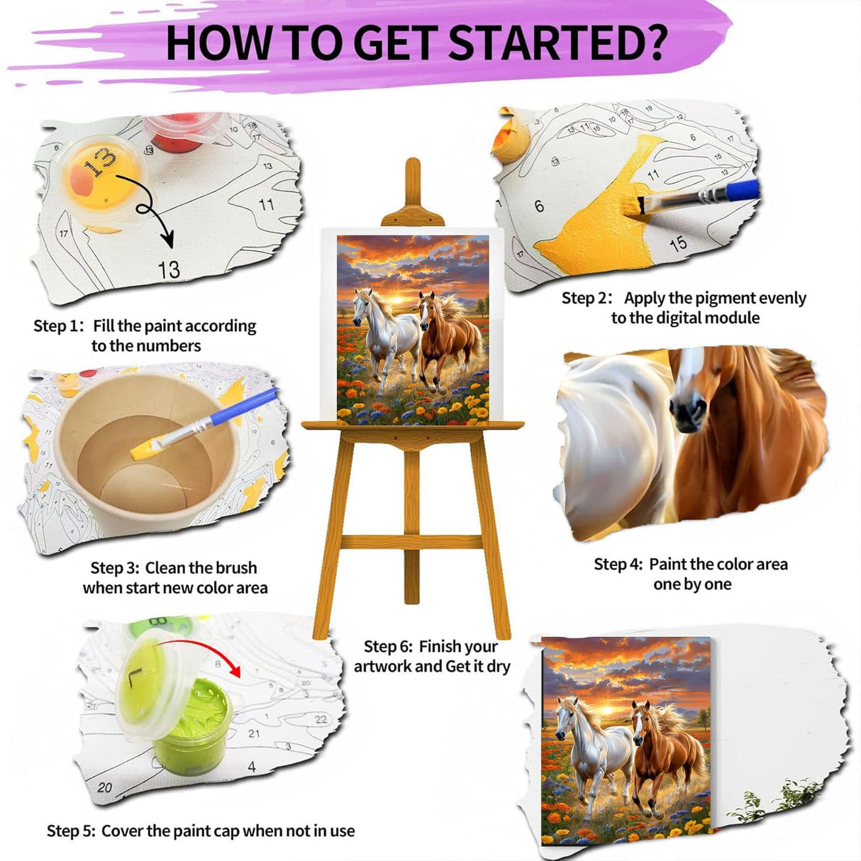 cviokrdu Horse Paint by Numbers for Adults-Horse Paint by Number on Canvas Without Frame, DIY Animal Oil Painting for Gift Home Wall Decor (16x20inch) cviokrdu