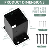 Cskunxia 4x4 Post Base 2Pcs Wood Fence Post Bracket Anchor Base Brackets Deck Post Base for Pergola Railing Mailbox Deck (Inner Size 3.6x3.6) Cskunxia