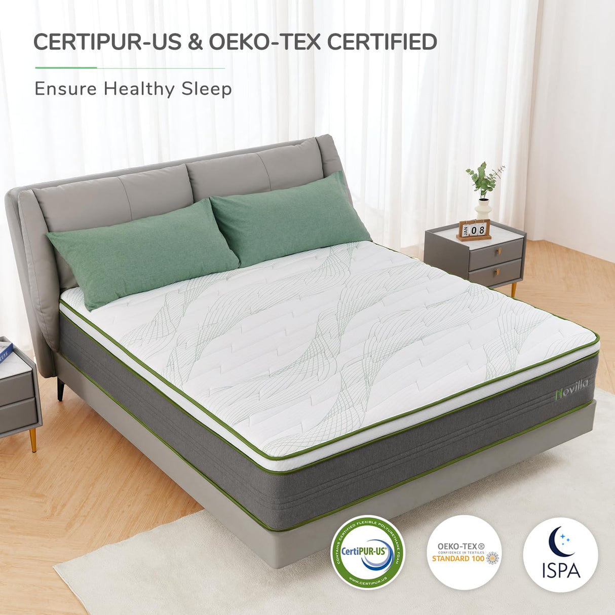 Novilla King Size Mattress, 10 Inch Hybrid Mattress in a Box with Individually Wrapped Pocket Coils & Memory Foam, Supportive & Pressure Relief, Breathable Mattresses King,Medium Firm, vigour Novilla