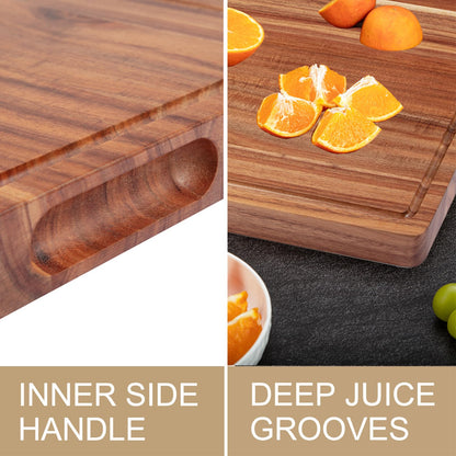 20 Inch Large Acacia Wood Cutting Board 1.5" Thick, Reversible Wooden Cutting Board for Kitchen, Charcuterie Board Cheese Board with Deep Groove, - WoodArtSupply