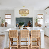 WBinDX 6-Light Boho Large Rattan Chandelier for Dining Room, Seagrass Gold Chandelier with Hand Woven Wicker Shade, Farmhouse Drum Hanging Pendant Light Fixture for Living Room Hallway Foyer WBinDX