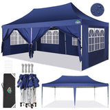 COBIZI 10x20 Pop Up Canopy with Sidewalls,Waterproof & UV50+,Tents for Parties,Outdoor Gazebo for Backyard,Suitable for Weddings, Events,and Markets,Vending (Dark Blue) COBIZI