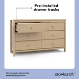 Storkcraft Alpine 6-Drawer Dresser (Driftwood) – GREENGUARD Gold Certified, Brown Dresser for Bedroom, Kids & Nursery Storage Drawers, Safety Interlocking Drawers, Pre-Installed Tracks, Kids Bedroom Storkcraft
