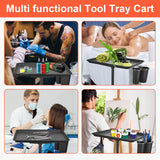 Salon Tray Cart, Metal Tattoo Tray with Tool Holder, Service Rolling Tray Adjustable Height, Storage Tray Trolley for Salon Spa Dental Use, Rolling Tray Cart LWADALN