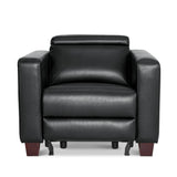 MCombo Zero Wall Recliner Chair, Wall Hugger Power Recliner Chair with Adjustable Headrest, High Wood Leg, USB & Type C Dual Charge Ports, for Living Room, Small Spaces, HL128 (Faux Leather, Black) MCombo