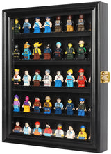 DuvinDD Minifigure Display Case Wall Mount Lego Minifigure Display Case Floating Lego Shelves Wooden Display Cabinet with UV Protect Door, Lockable Dustproof Showcase Thimble Display Case DuvinDD