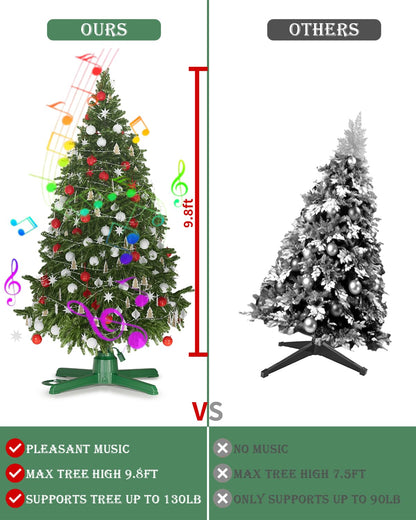 kaoer Rotating Christmas Tree Stand, 9.8FT 132 Pounds Tree Stands for Artificial Tree, 360° Adjustable Christmas Tree Base with Remote Control Musical Spinning Stand