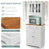 Giantex 67" Modern White Pantry Cabinet with Drawers and Glass Doors Giantex