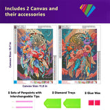 OFRKE 2-Piece Dream Catcher Diamond Painting Kits for Adults, Round Full Drill 5D DIY Diamond Art Kits for Home Wall Decor 12"x16" OFRKE