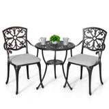 NUU GARDEN Bistro Set 3 Piece Outdoor All Weather Cast Aluminum Patio Bistro Set Patio Table and Chairs Set of 2 with Umbrella Hole and Grey Cushions for Backyard, Balcony, Lawn, Black NUU GARDEN