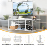 BTY Floating TV Stand for 50" TV Wall Mounted Entertainment Center with 3 Tier Open Storage Shelf, Wooden Media Console for Living Room, Bedroom, Under TV Shelf, White BTY
