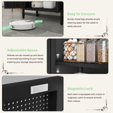 COFaR 5 Tier Black Metal Storage Cabinet, Free Standing with 2 Doors, 4 Adjustable Shelves and Legs, Cupboard Metal Cabinet for Living Room, Kitchen, Dining Room, Office COFaR