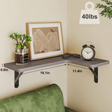 Fixwal Corner Floating Shelves Set of 5, Rustic Wood Wall Mounted Corner Shelf for Bathroom, Kitchen, Bedroom, Home Decor, Laundry Room, Living Room(Gray) Fixwal