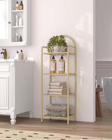 Hzuaneri Bookcase Bookshelf, Tempered Glass Bookshelves, Slim Shelving Unit for Bedroom, Bathroom, Home Office, Steel Frame, 4 Tier Gold BC04001G Hzuaneri