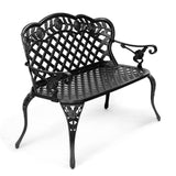VINGLI 42.5" Outdoor Bench, Antique Cast Aluminum Front Porch Bench Metal Garden Benches Cast Iron Benches 2-3 People Seating (Black) VINGLI