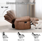 EBELLO Faux Leather Manual Loveseat Recliner, 2 Seat Reclining Sofa Chair with Soft Padded Seat Backrest, Couch Sofa Set for Living Room, Bedroom Furniture, Meeting Room, Brown (Loveseat) EBELLO