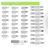 WORKPRO 4V Electric Screwdriver, Rechargeable Cordless Screwdriver Set with 35 Bits, Extension Rod, USB Charging Cable in Carrying Case, LED Light, Black Gray WORKPRO