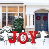 Outdoor Christmas Decorations -Joy Nativity Sets for Christmas Outdoor Xmas Nativity Lawn Religious Scenes Yard Decor with Stake for Home Lawn Pathway Walkway, Red, White mishunyus