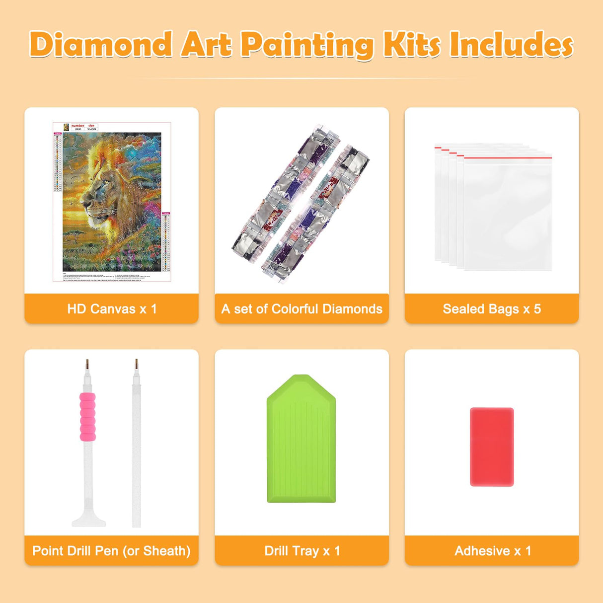 MOGTAA Lion Diamond Art Kits for Adults, 5D Full Drill Diamond Painting Kits for Adults Beginners, DIY Landscape Round Diamond Dots for Adults, Gem Art for Home Decor 12 X 16Inch MOGTAA