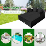 Tangkula Outdoor Rattan Daybed, Wicker Furniture with Spacious Seat, Upholstered Cushion & High-Resilience Sponge, Patio Sofa Set with 4 Pillows, 2-Person Sunbed for Poolside Backyard Garden & Balcony Tangkula