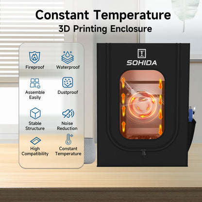 3D Printer Enclosure with Ventilation Kit & LED Strip, 25.59x21.65x29.53 Fireproof & Dustproof Constant Temperature Protective Cover for Ceality Ender 3/Ender 3Pro/Ender - WoodArtSupply