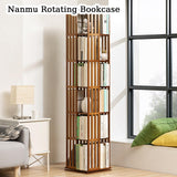 Teal Bamboo 360° Rotating Bookshelf with Open Shelving for Stylish Storage WoodArtSupply