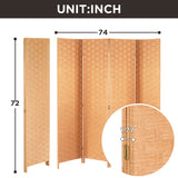 Wood Mesh Woven Design 4 Panel Folding Wooden Screen Room Divider FDW