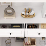 Elegant White Tall Bookcase with Glass Doors & 14 Compartments for Stylish Storage Homsee