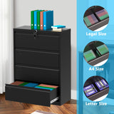 Euker 52inch High 4 Drawer Metal Lateral Filing Cabinet - File Cabinets, Lockable Storage, Organizes Hanging Files (Letter/Legal/F4/A4 Size), Requires Assembly, Visit The Letaya Store Euker