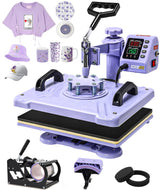 AKEYDIY Heat Press 5 in 1 Heat Press Machine 12x15 inch Swing Away T Shirt Pressing Machine with Digital Control, Multifunction Heat Press Transfer Sublimation Combo for T Shirts Mugs Hat Plate Cap AKEYDIY