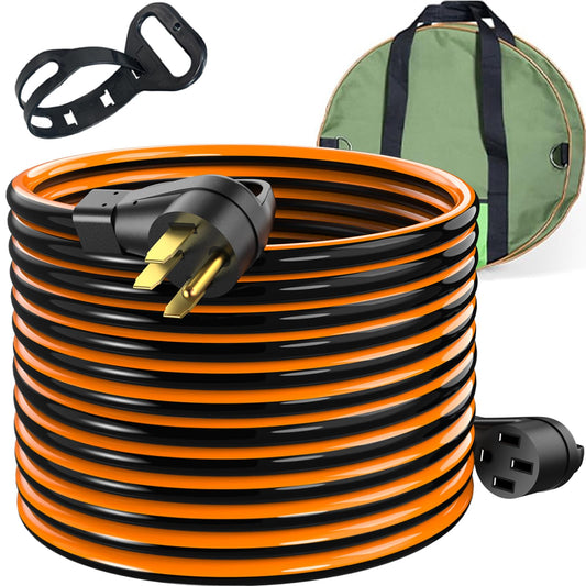 RVPLAN 50 Amp 50 Feet RV/EV Extension Cord, Heavy Duty STW Cord with Cord Organizer and Storage Bag,NEMA 14-50P/R Standard Plug Suit for EV Charging and RV Trailer Campers, ETL Listed(Black&O - WoodArtSupply