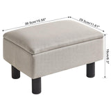 IBUYKE Storage Ottoman Footrest Stool with Linen Fabric, Rectangular, Flip Top Lid, Non-Slip Feet, Compact Design, Stylish and Functional, Linen RF-BD223 IBUYKE